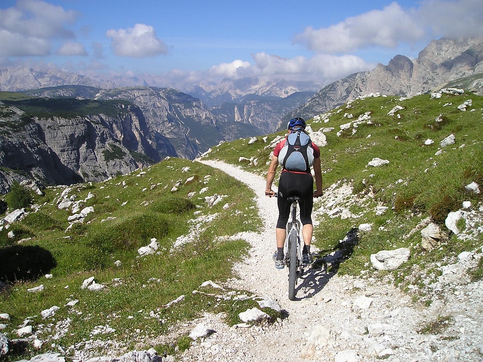 Traveling through the Dolomites via mountain bike