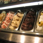 Gelato ice cream being sold in a dessert shop